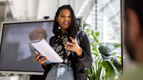 Black woman presenting